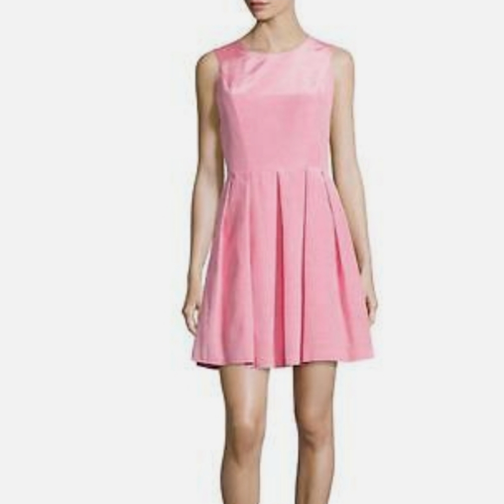 Shoshanna Abigail Rose Habutai  Sleeveless Pleated Fit & Flare